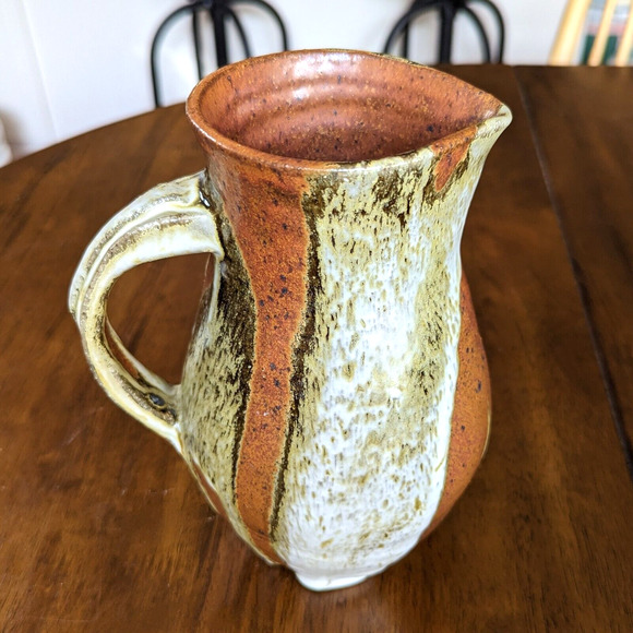 Mid Century Studio Pottery Pitcher with Heavy Glaze Signed JoJo - Picture 4 of 14